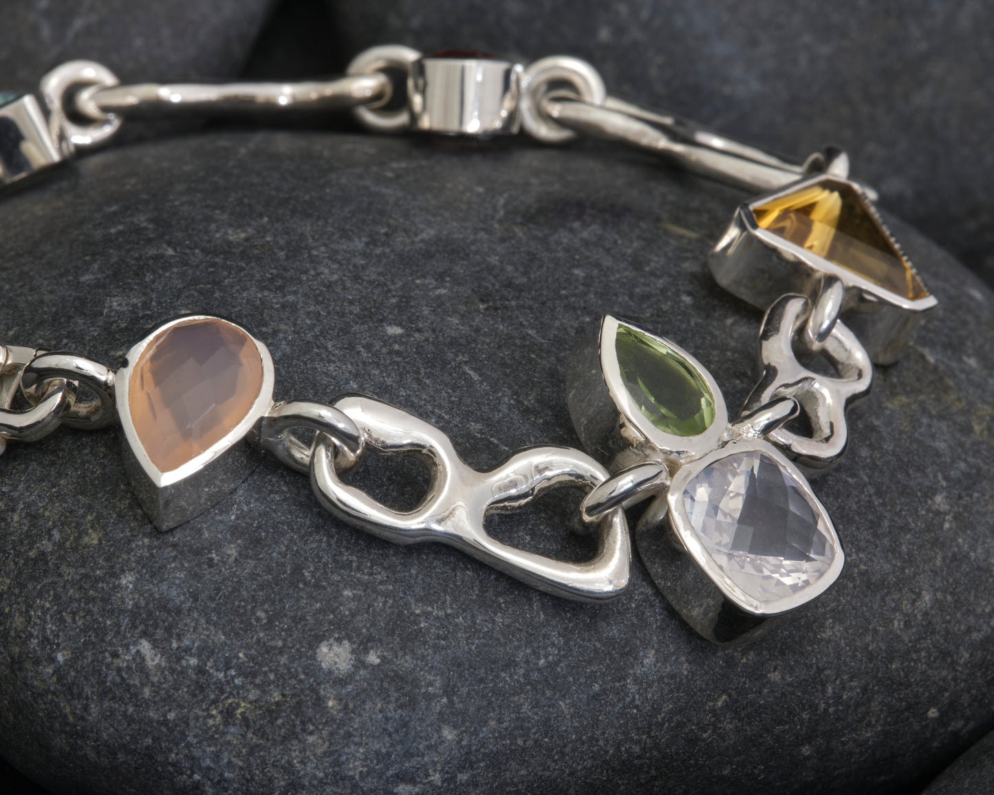 Silver and Coloured Stone Bracelet