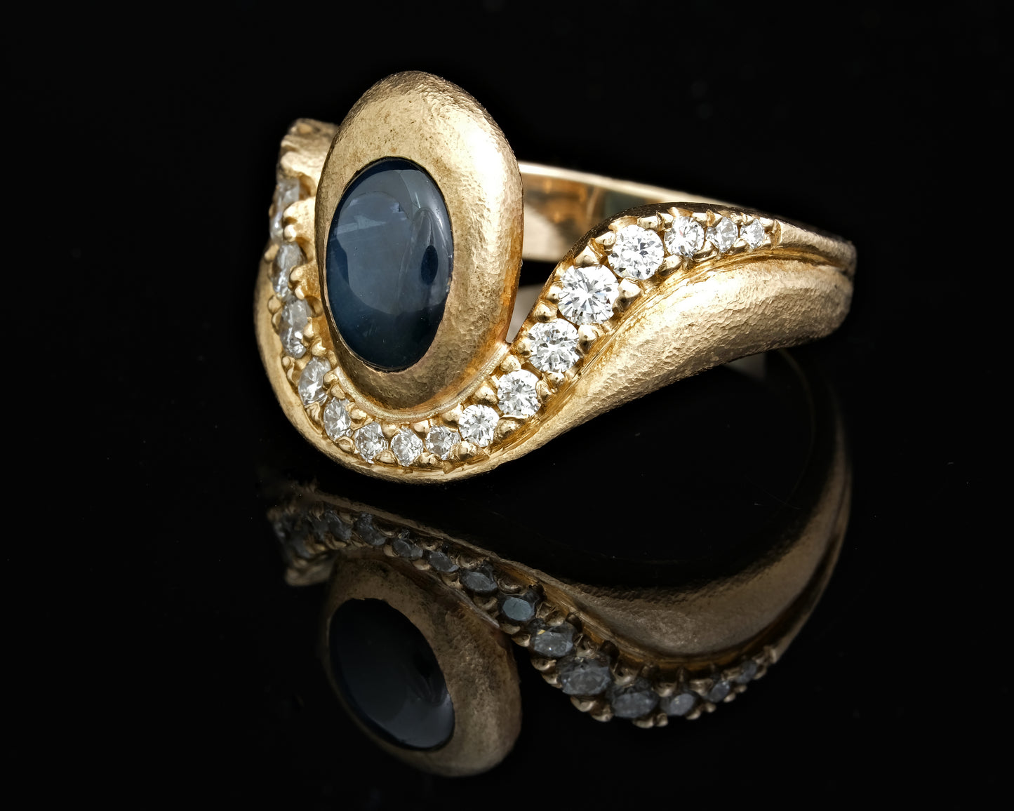 Star Sapphire and Lab Diamond Ring