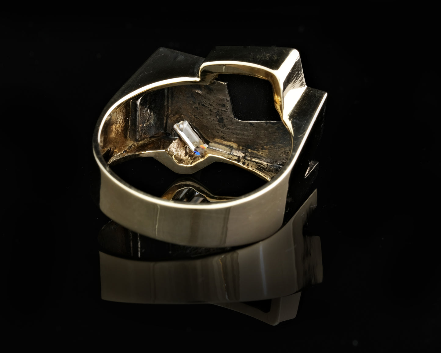 Onyx and Moissanite Signet Ring