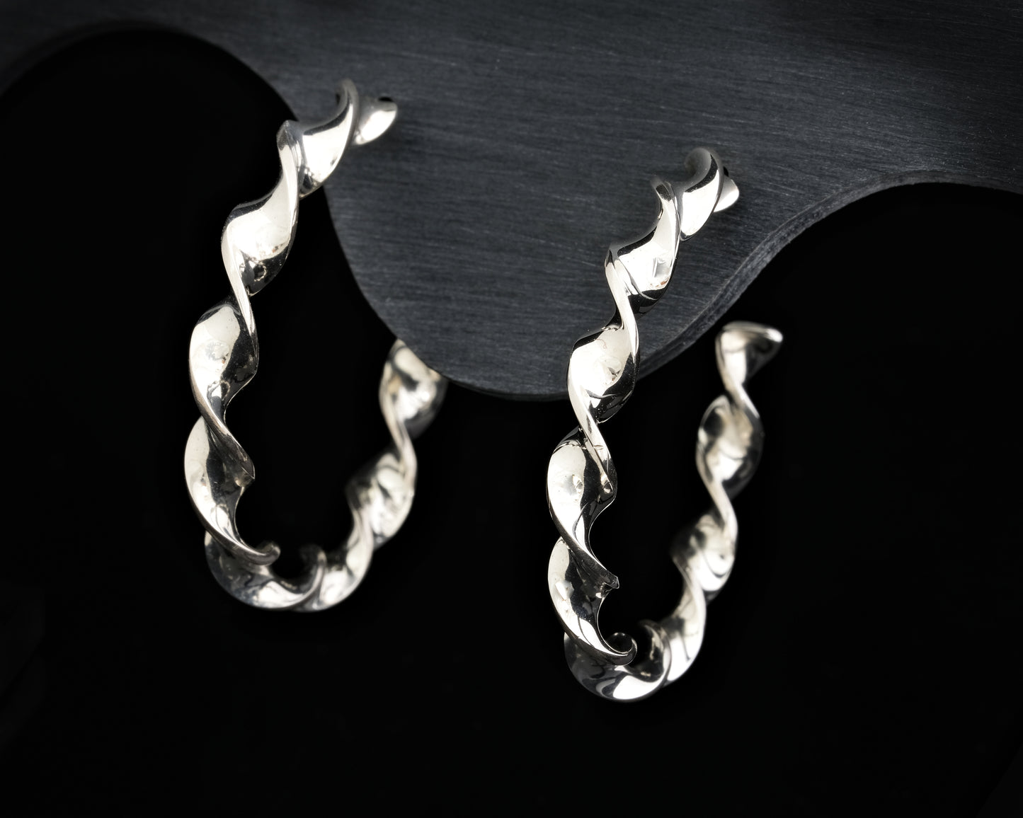 Silver Flat Twist Hoops