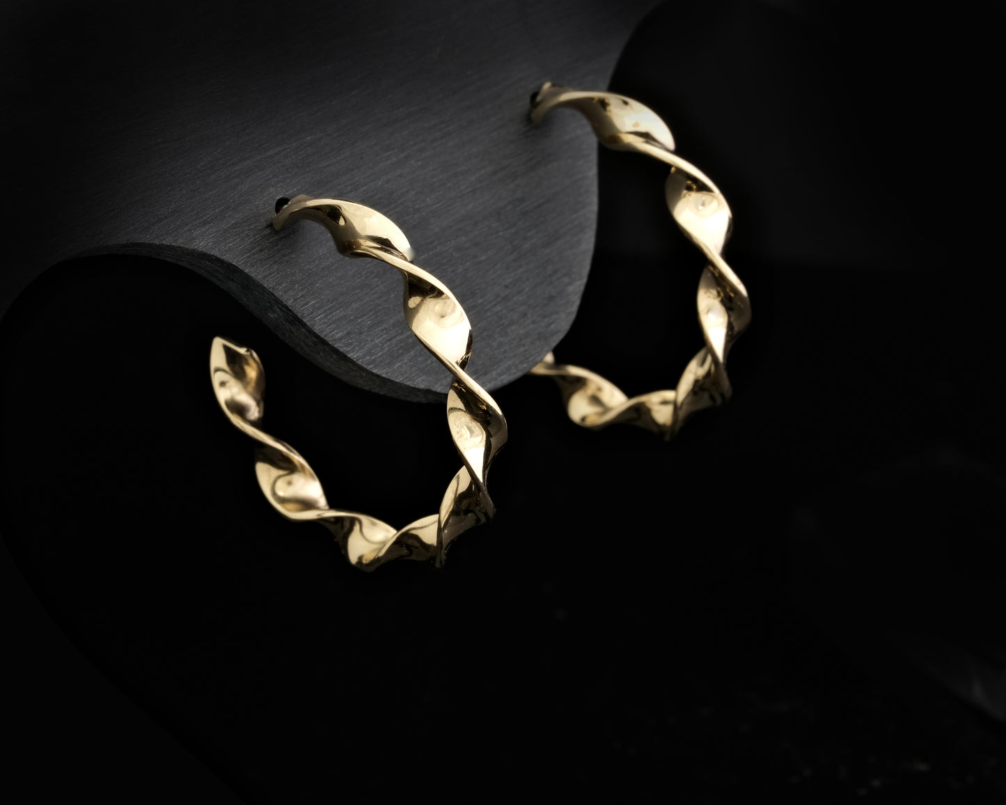 Medium 9ct Yellow Gold Flat Twist Hoops