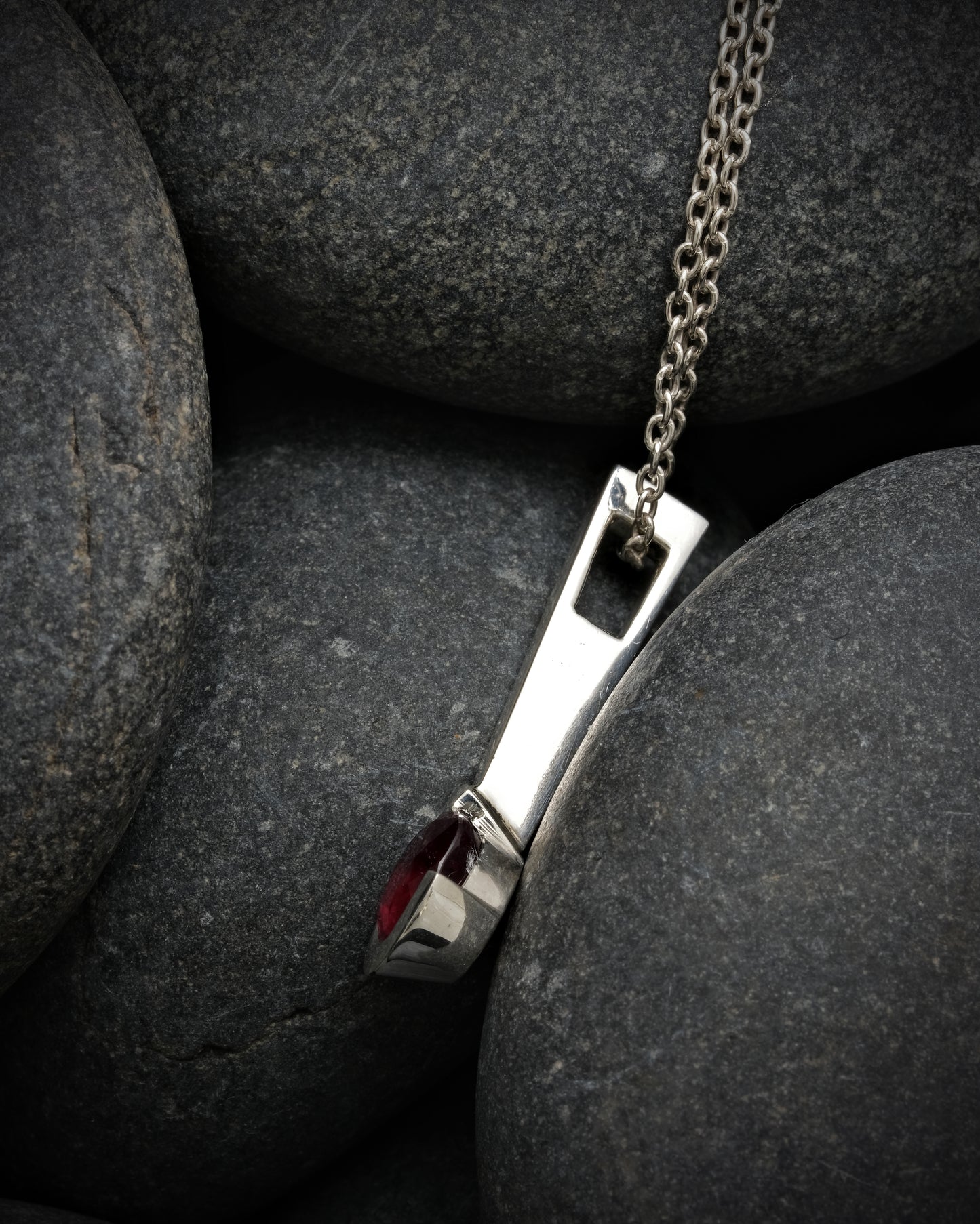Silver and Treated Ruby Birthstone Pendant
