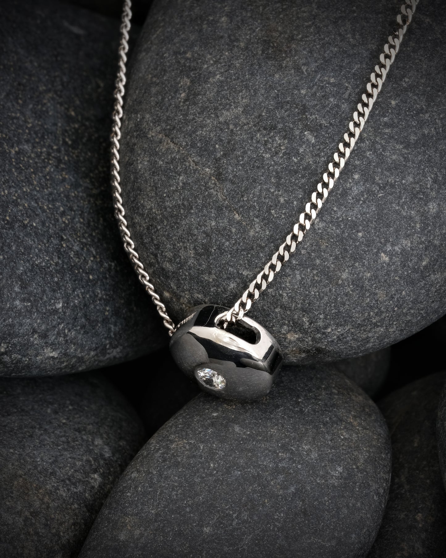 9ct White Gold Domed Diamond Floating Pendant