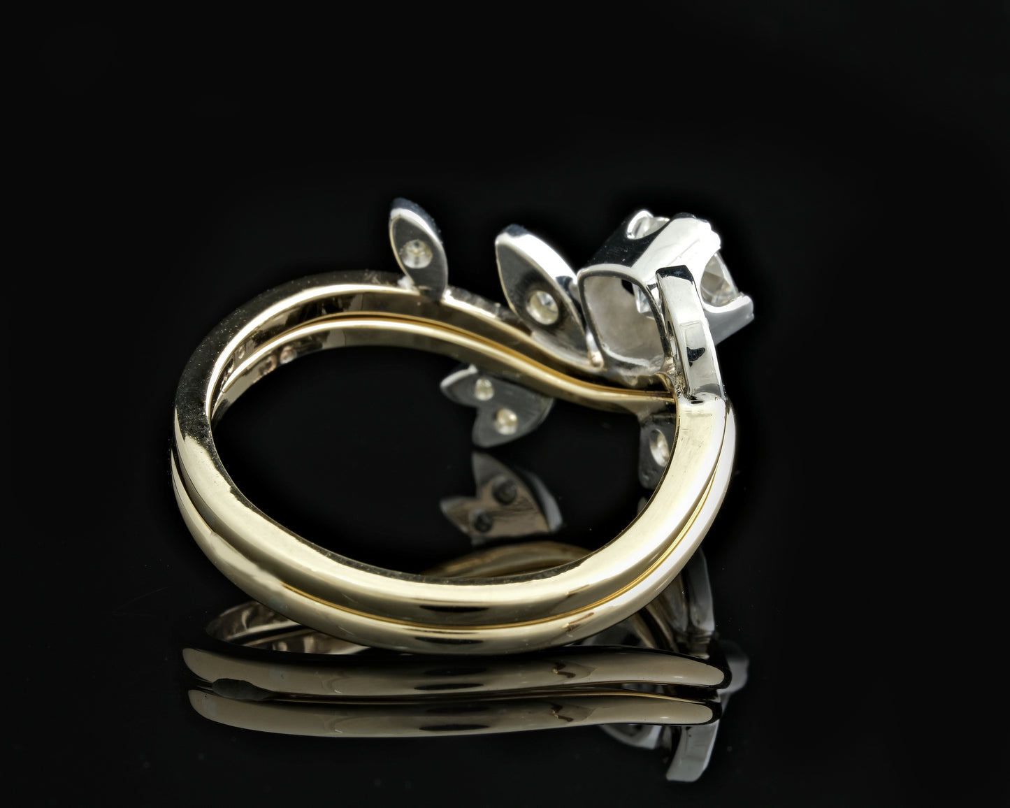 Moissanite and Gold Wedding Ring Set