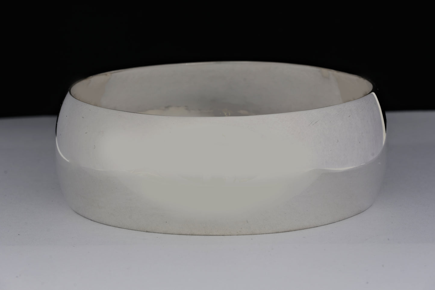 Wide Silver Domed Bangle
