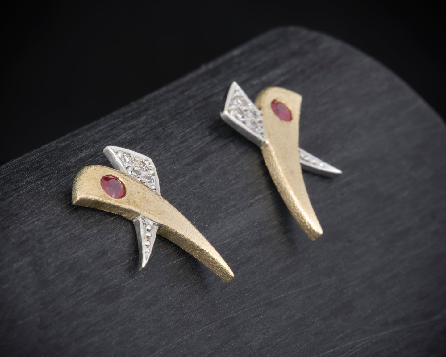 9ct Gold Ruby and Diamond Ear Studs