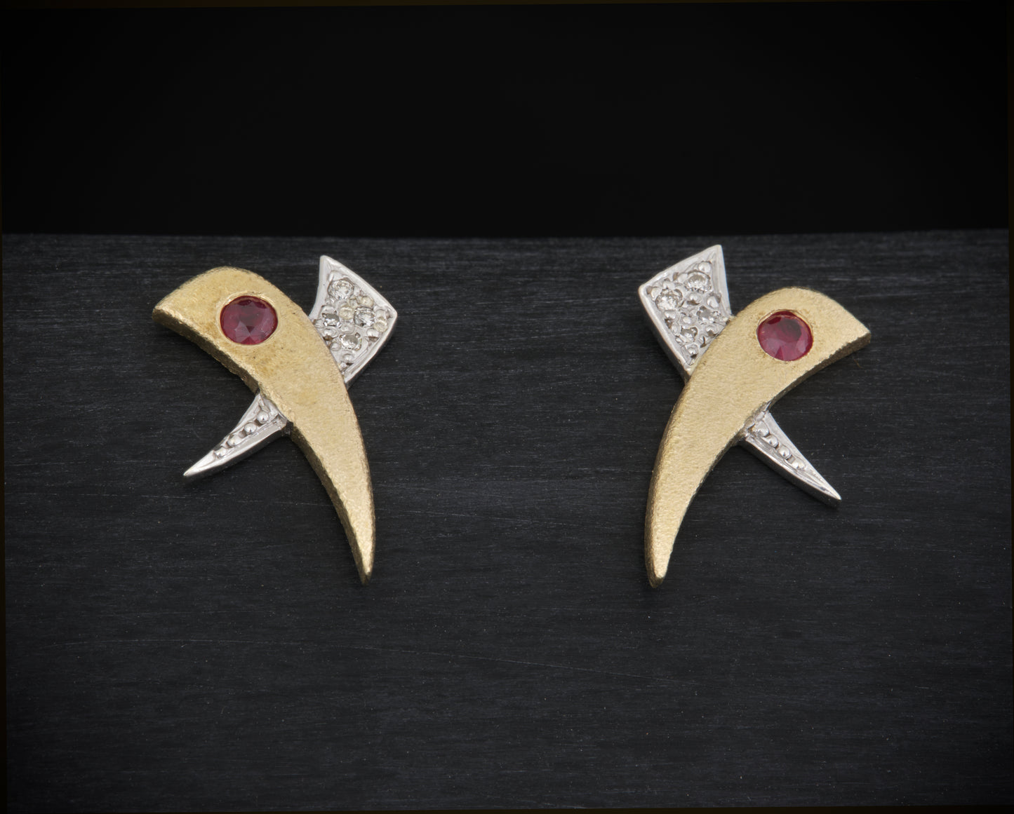 9ct Gold Ruby and Diamond Ear Studs