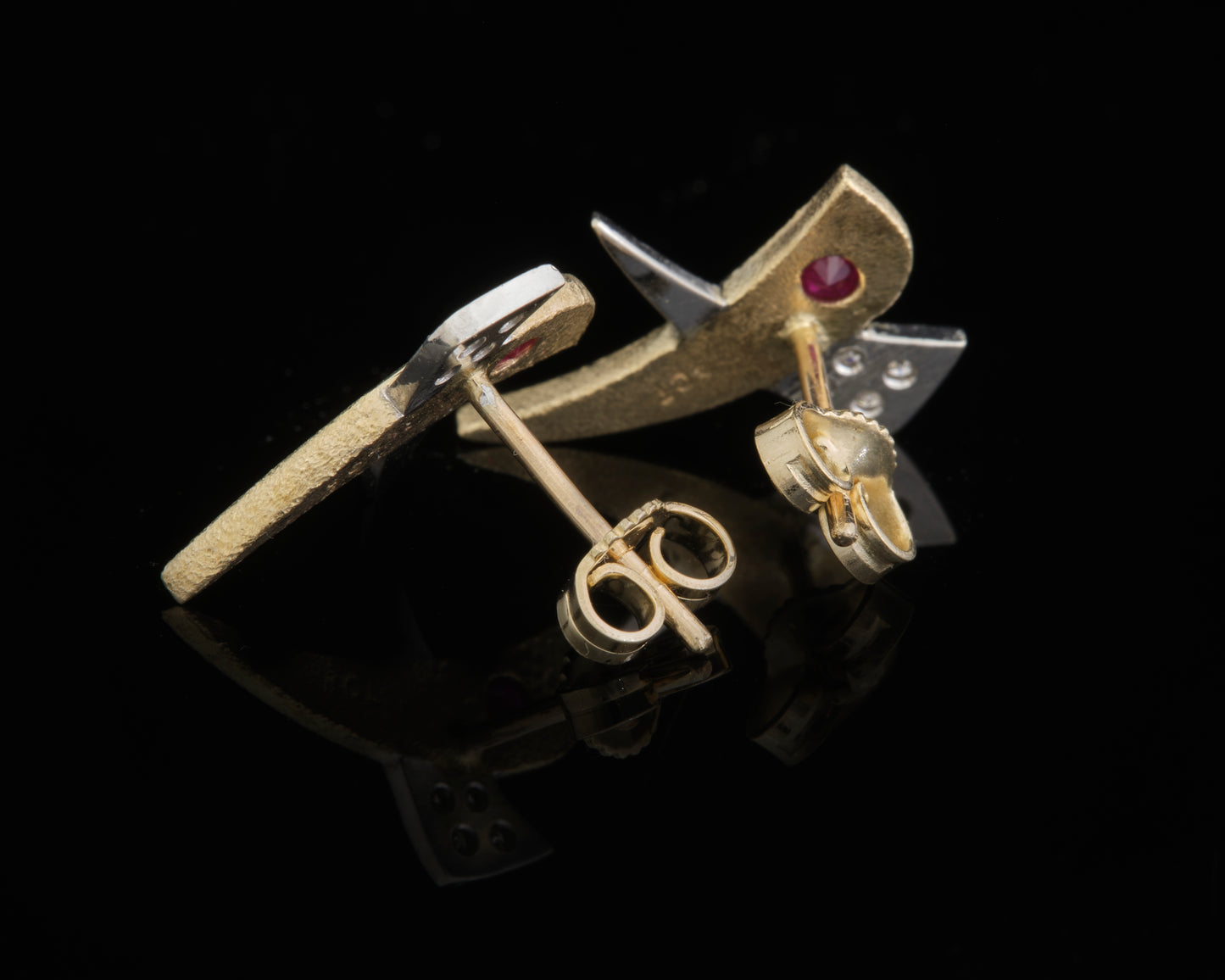 9ct Gold Ruby and Diamond Ear Studs