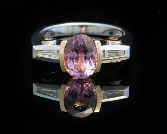 Purple Spinel and Lab Grown Diamond Ring