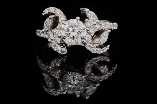 Floral Lab Grown Diamond and Platinum Ring