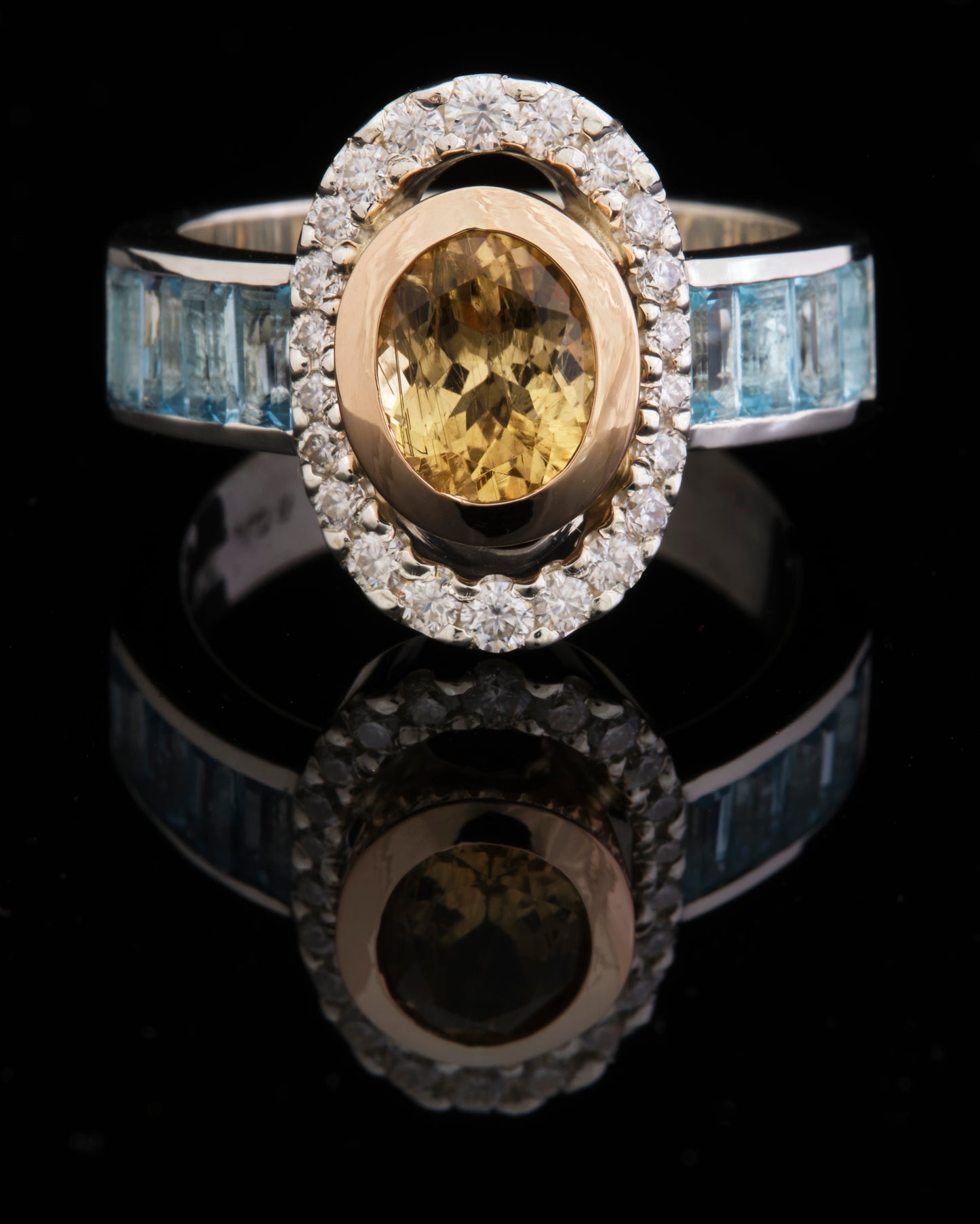 Tourmaline, Topaz and Moissanite Ring