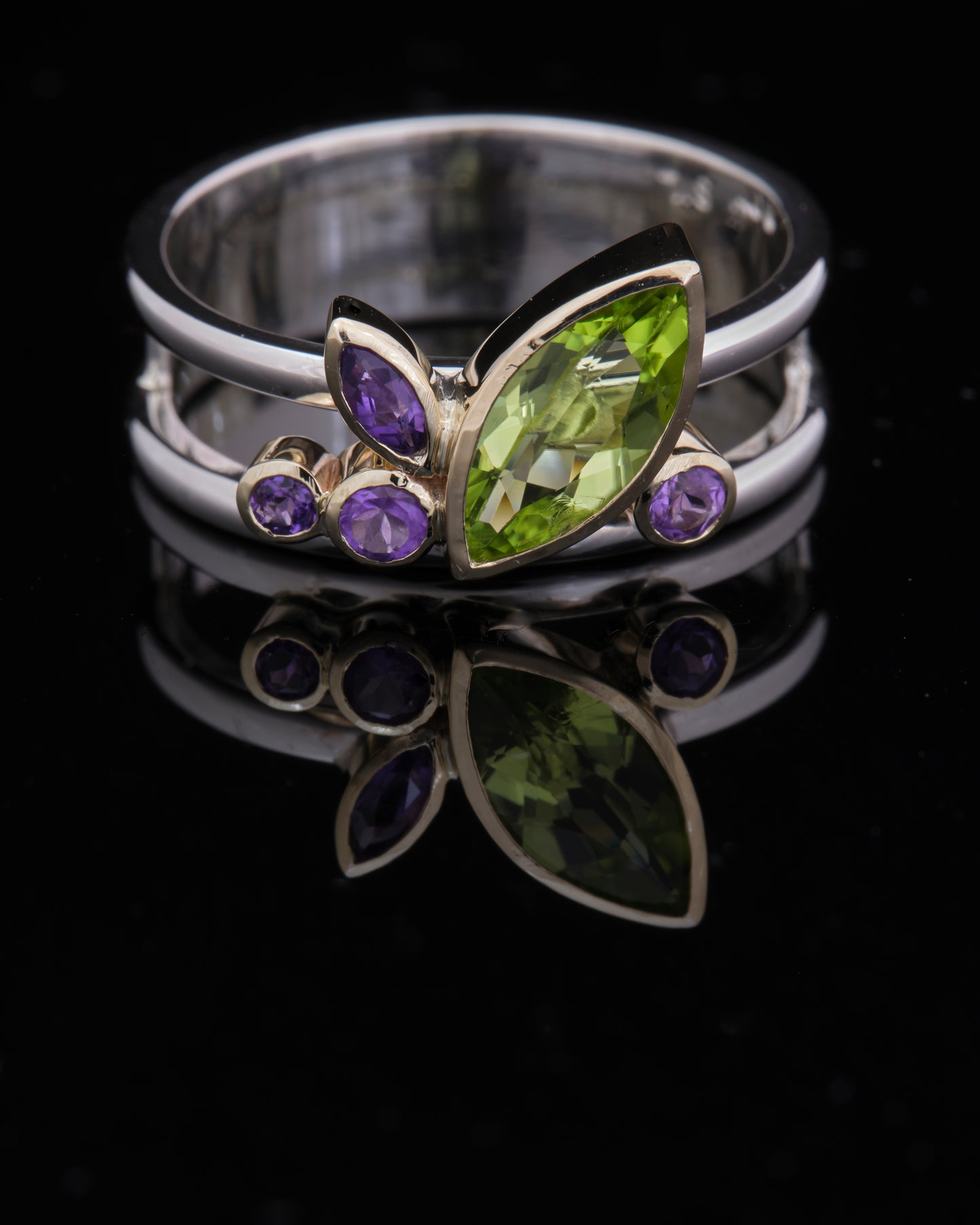 Amethyst and Peridot STAX Ring