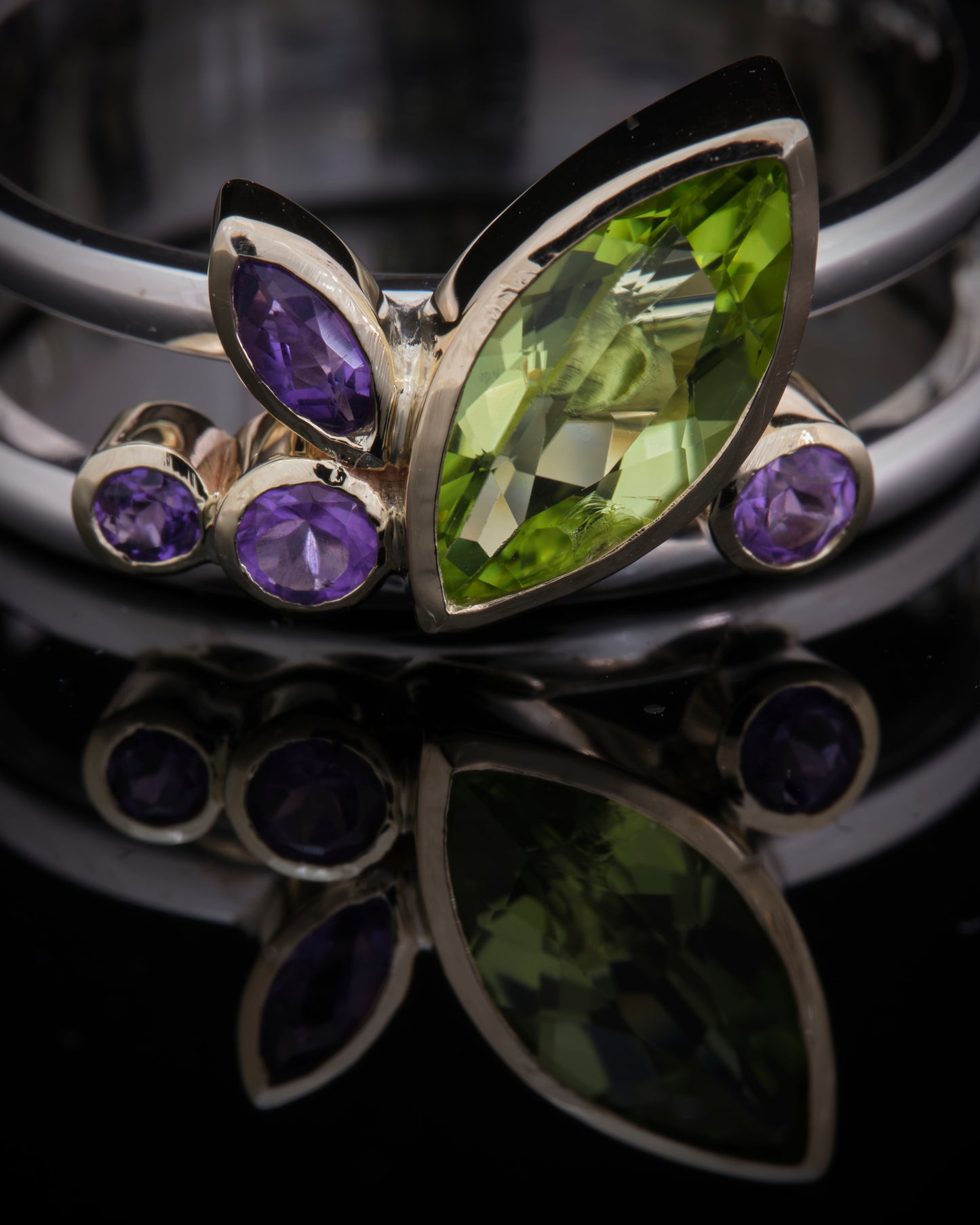 Amethyst and Peridot STAX Ring
