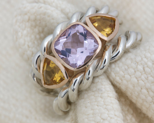 Amethyst and Citrine Ring