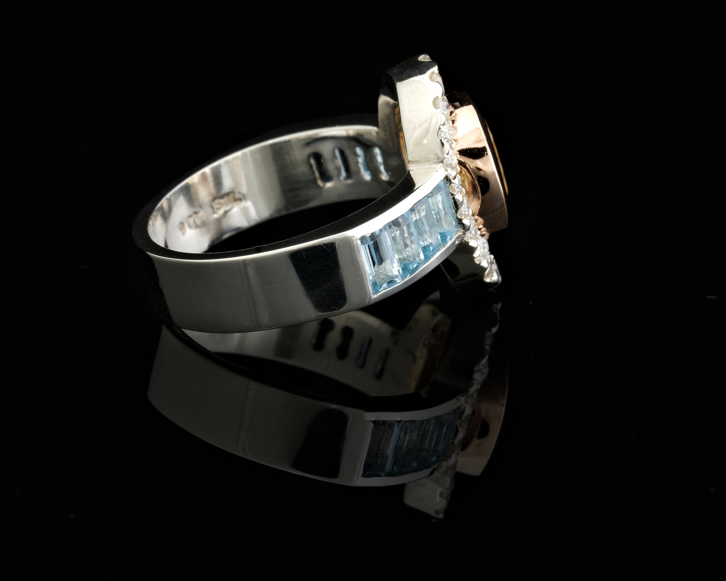 Tourmaline, Topaz and Moissanite Ring