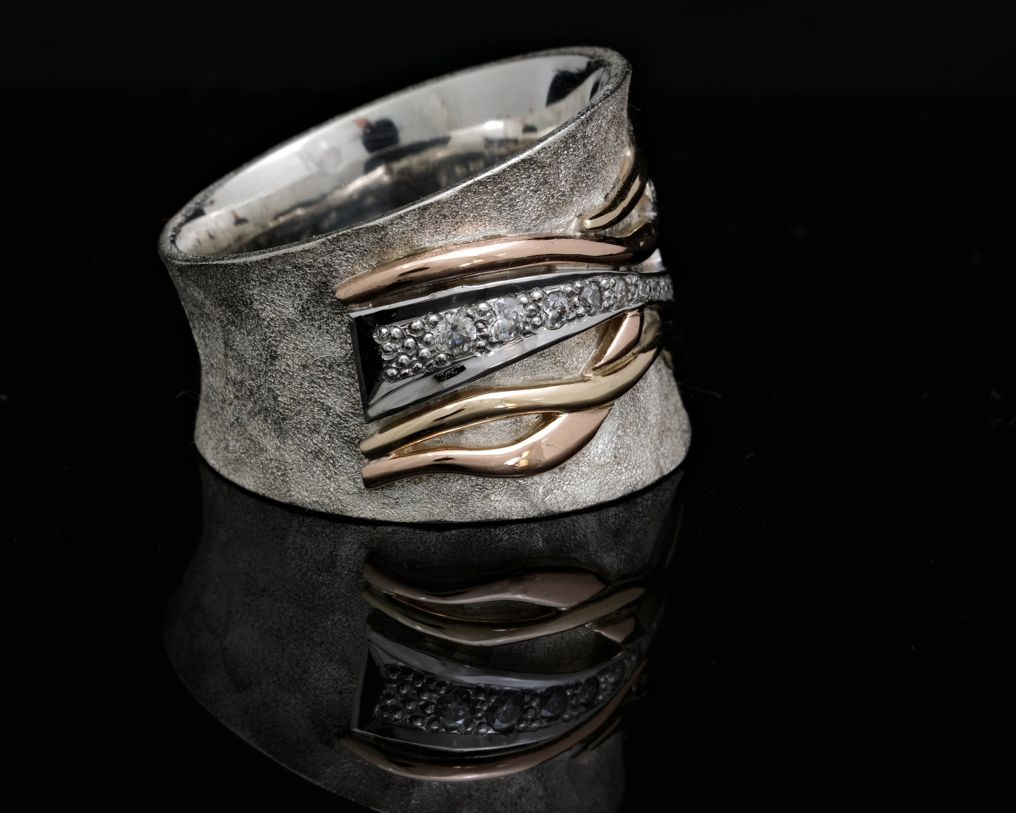 Gold, Silver and Moissanite Ring
