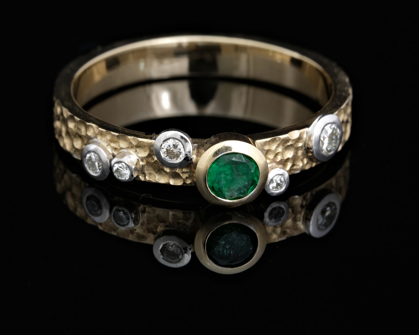 Emerald and Diamond Stax Ring