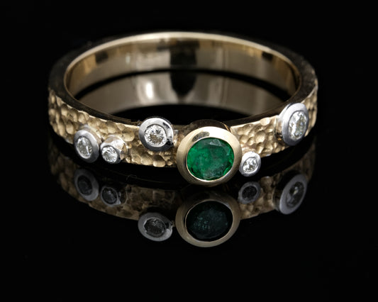 Emerald and Diamond Stax Ring