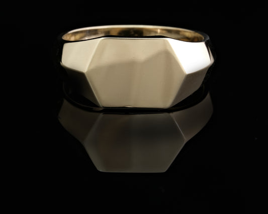 Gold Hexagonal Signet Ring