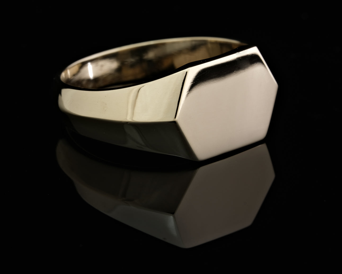 Gold Hexagonal Signet Ring