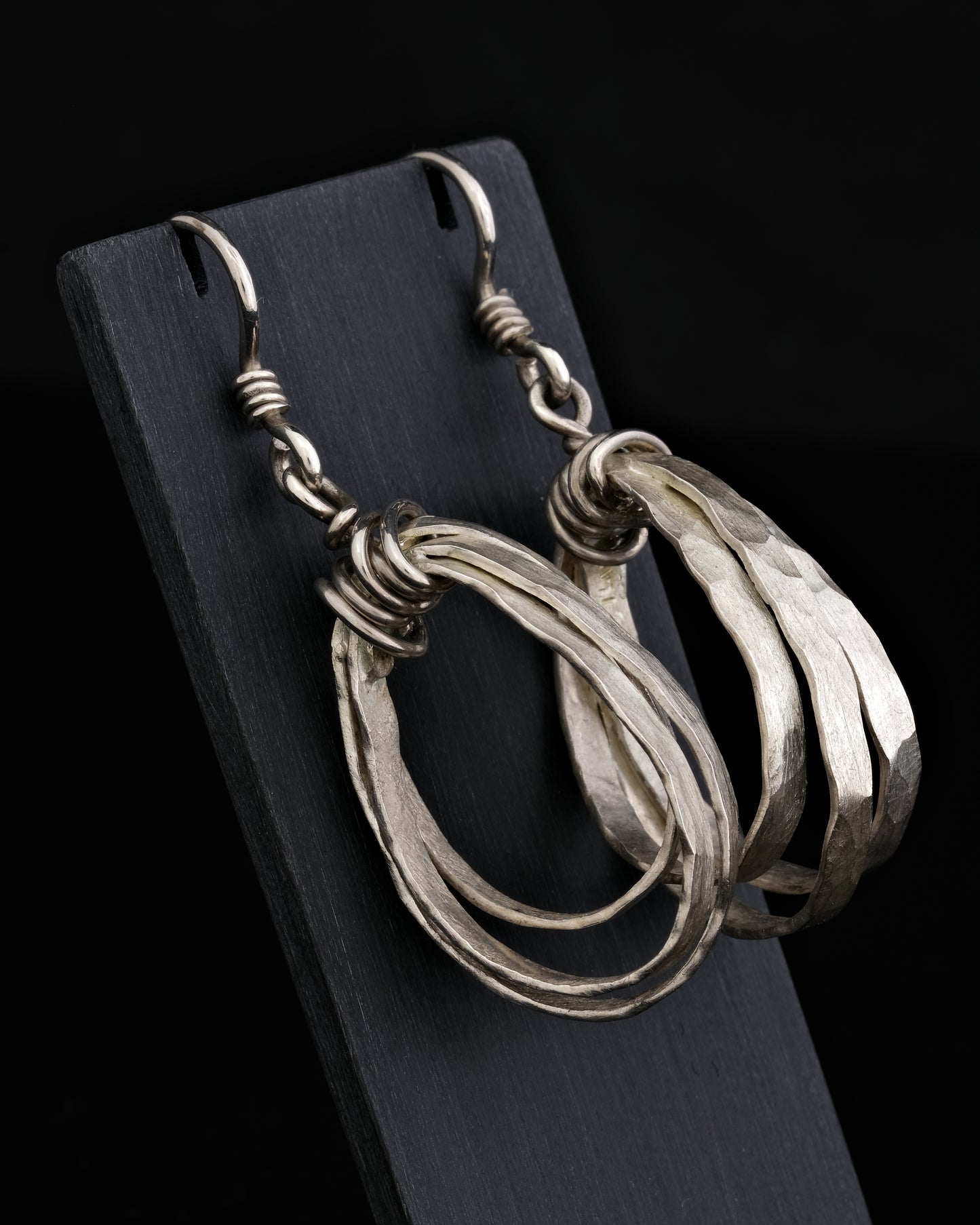 Silver Hanging Hoop Earrings