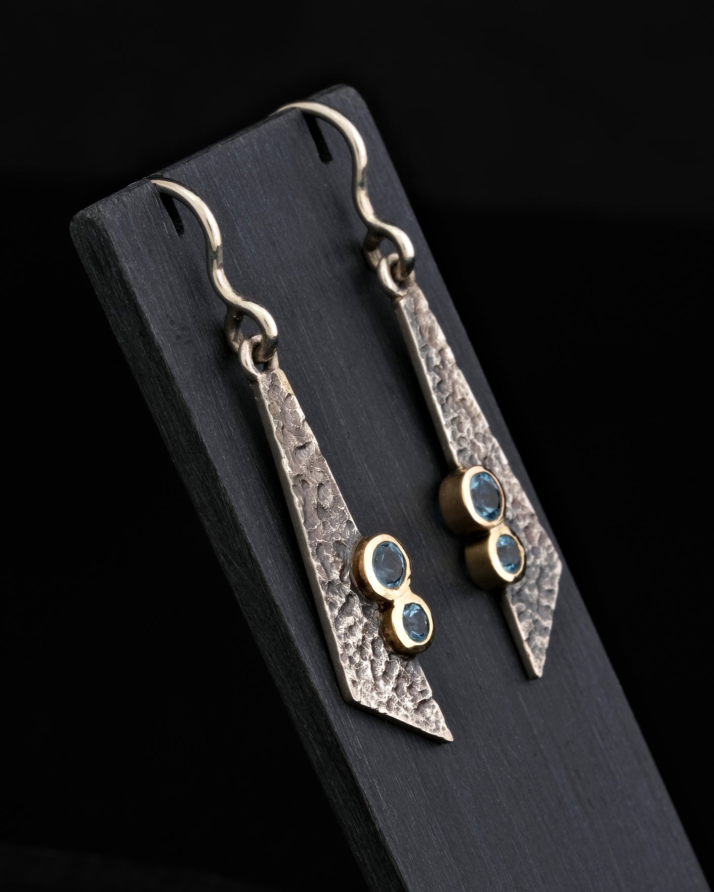 Silver and 9ct Gold Topaz Earrings
