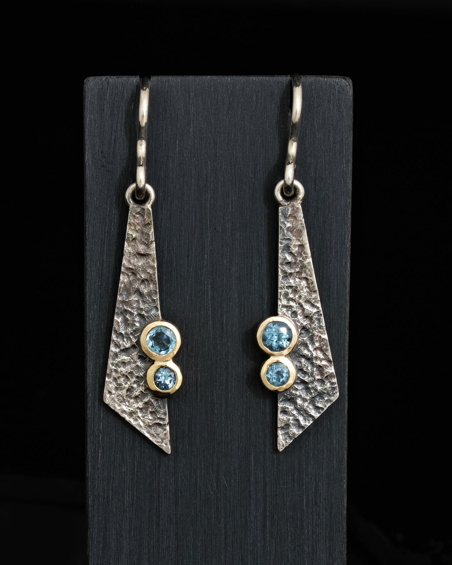 Silver and 9ct Gold Topaz Earrings