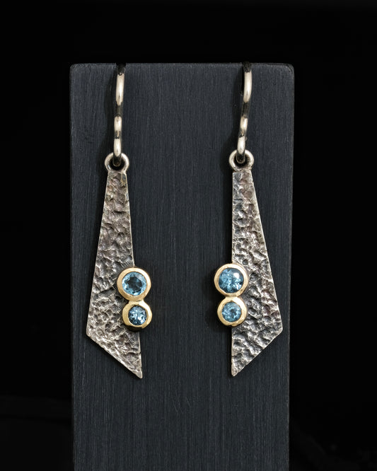 Silver and 9ct Gold Topaz Earrings