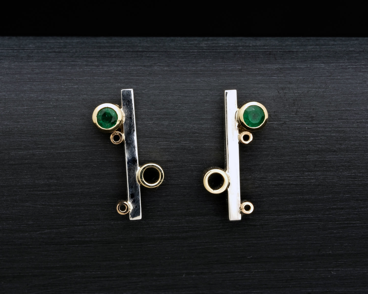 Emerald, Gold and Silver Studs