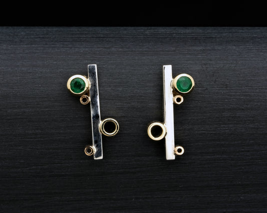 Emerald, Gold and Silver Studs