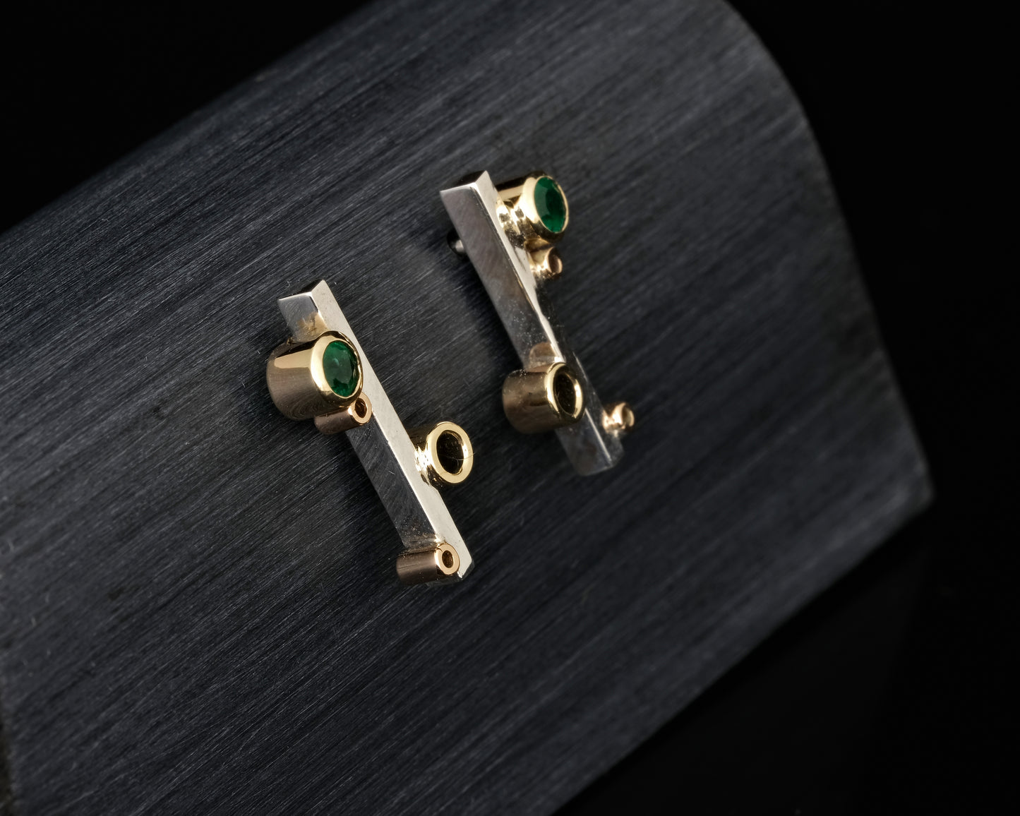 Emerald, Gold and Silver Studs