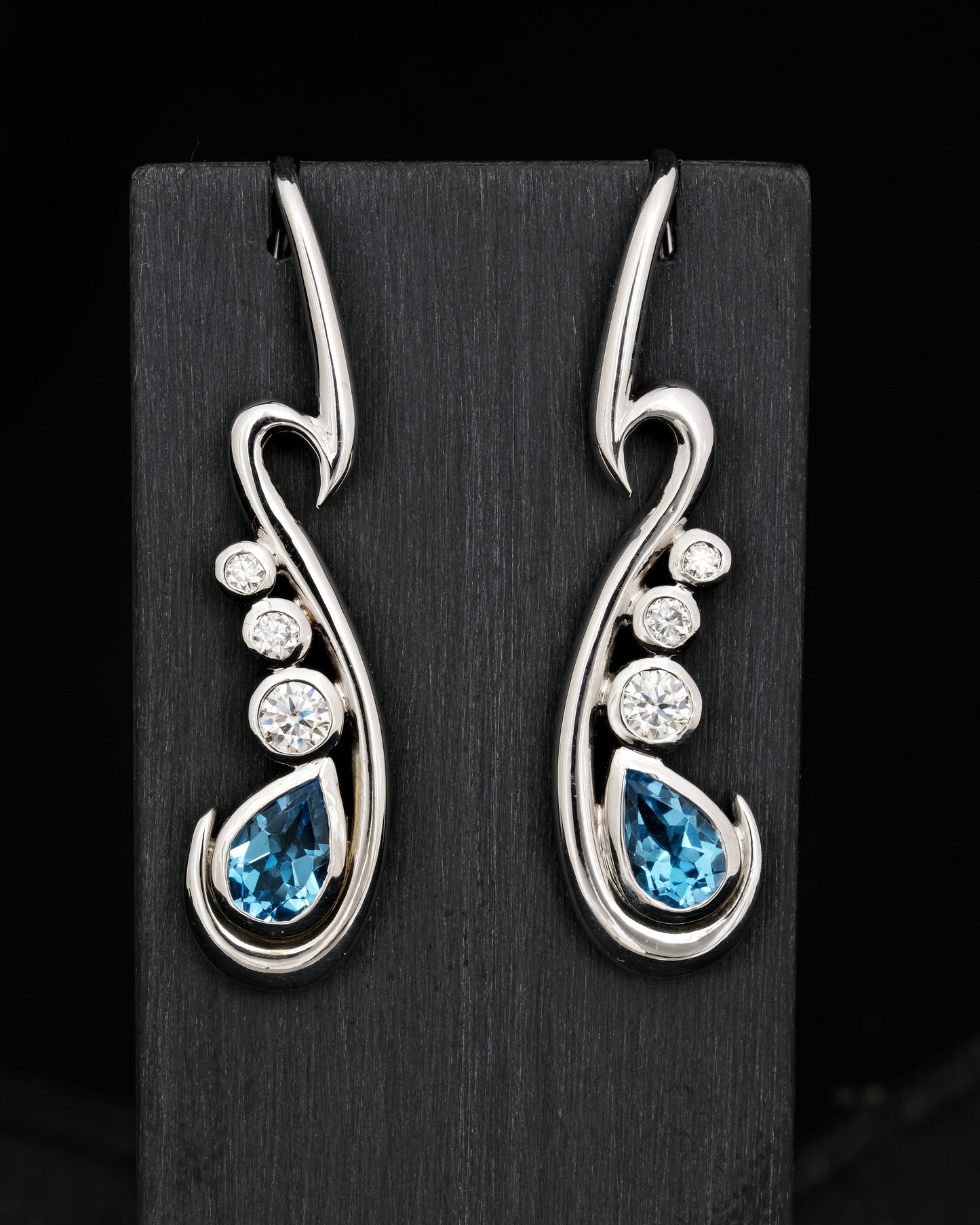 9ct White Gold, Topaz and Moissanite Earrings