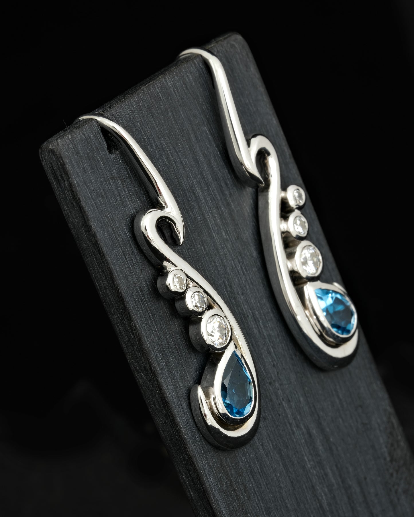9ct White Gold, Topaz and Moissanite Earrings
