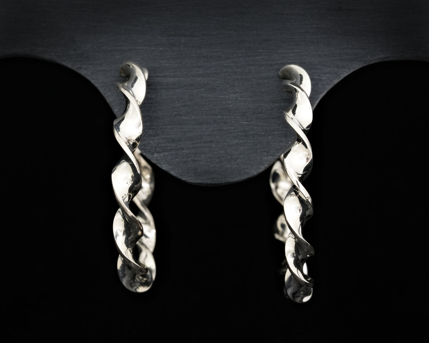 Silver Flat Twist Hoops