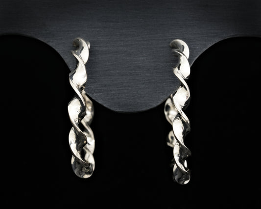 Silver Flat Twist Hoops