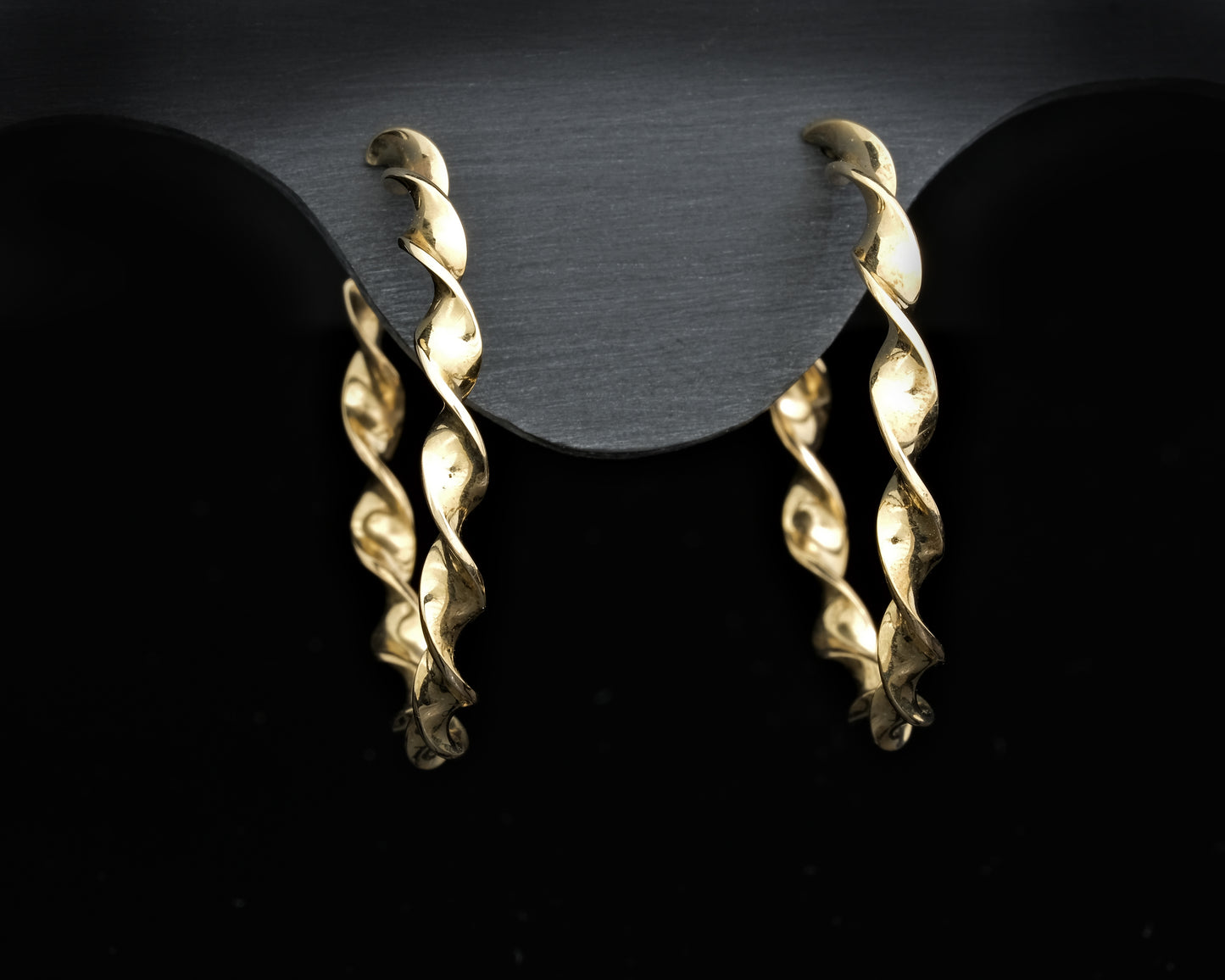 Large 9ct Yellow Gold Flat Twist Hoops
