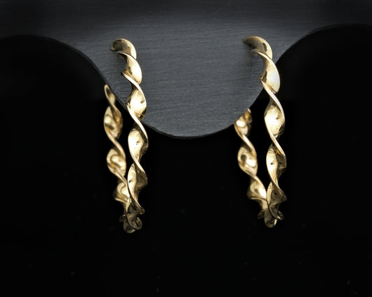 Large 9ct Yellow Gold Flat Twist Hoops
