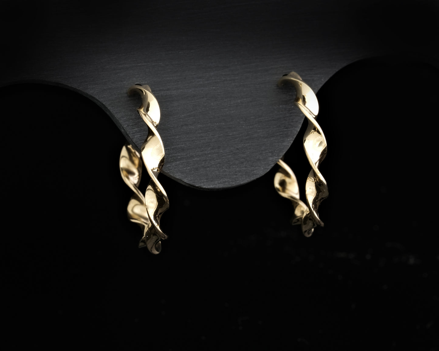 Medium 9ct Yellow Gold Flat Twist Hoops