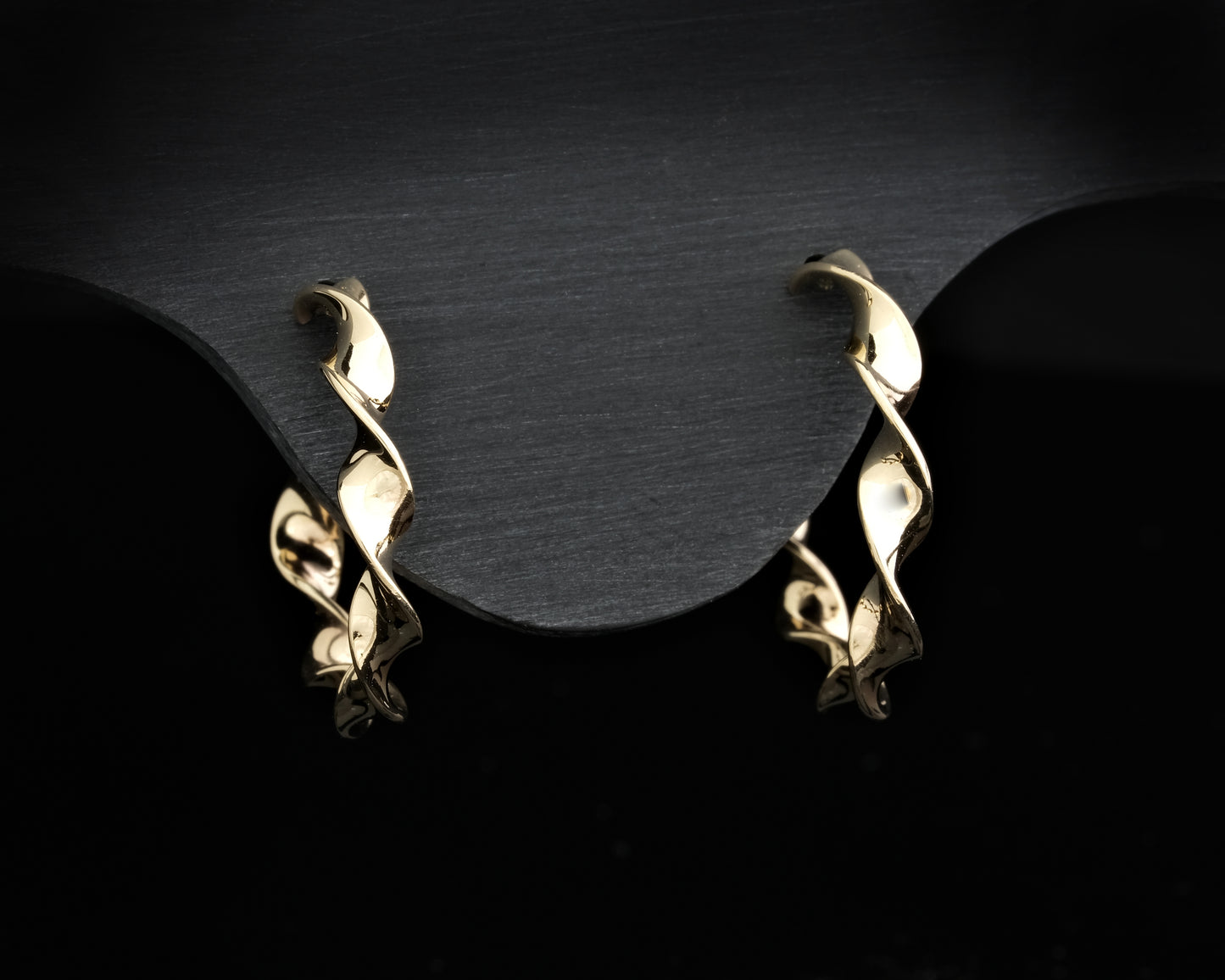 9ct Yellow Gold Small Flat Twist Hoops