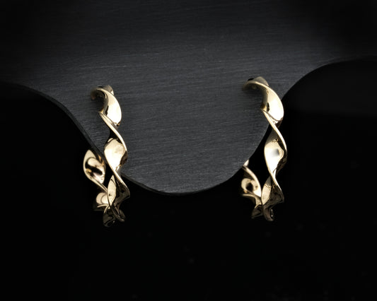 9ct Yellow Gold Small Flat Twist Hoops