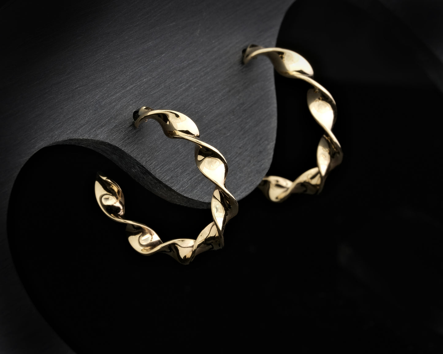 9ct Yellow Gold Small Flat Twist Hoops