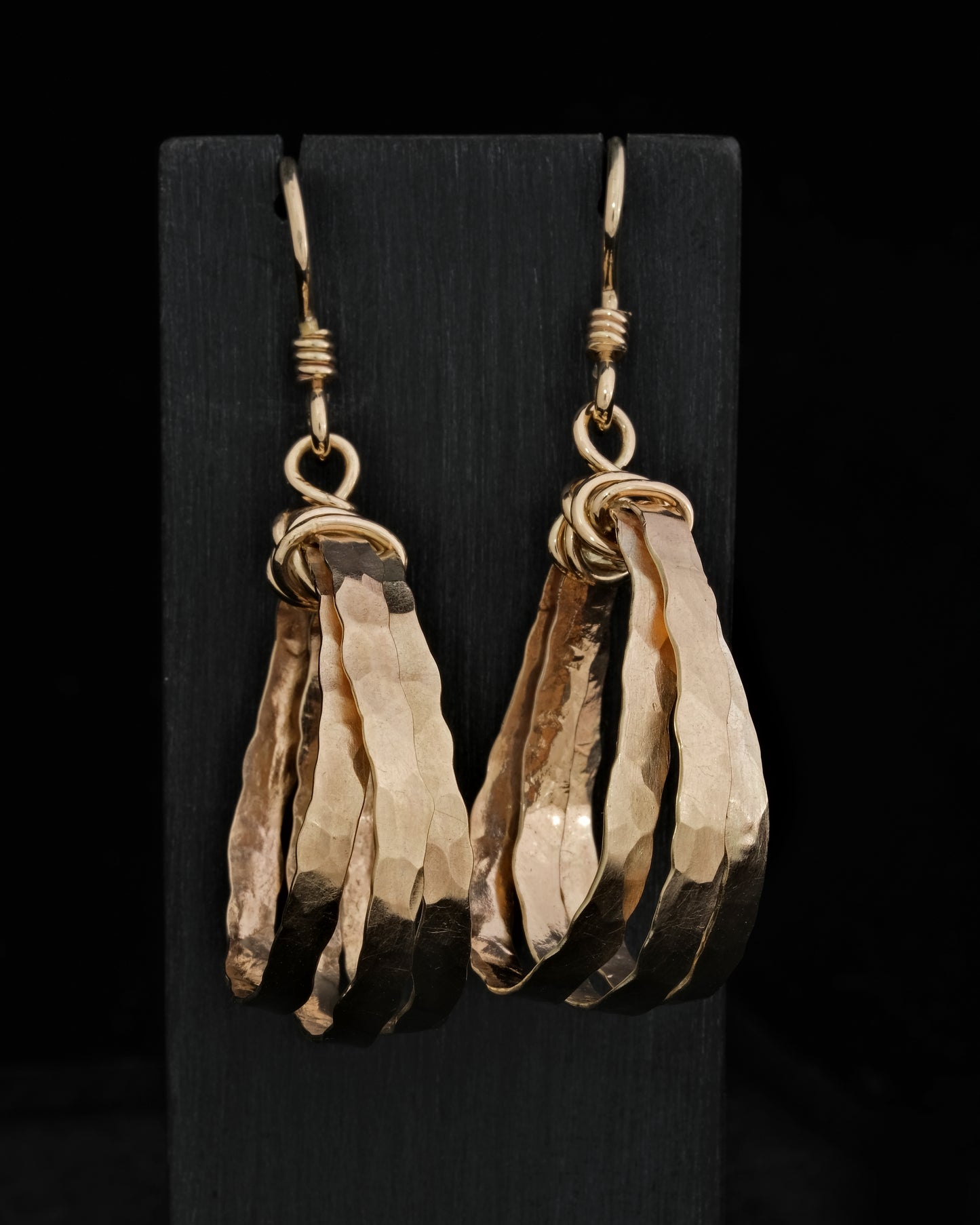 9ct Yellow Gold Hammered Drop Earrings