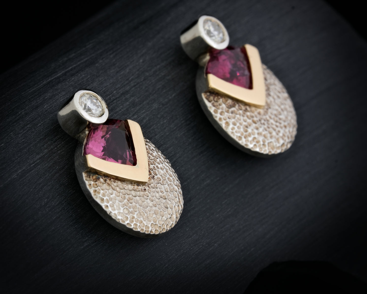 Tourmaline and Moissanite Stud Earrings