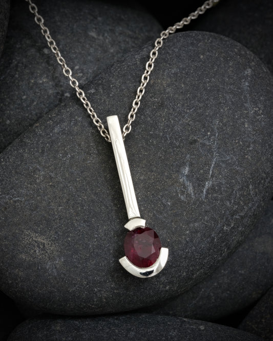 Silver and Treated Ruby Birthstone Pendant
