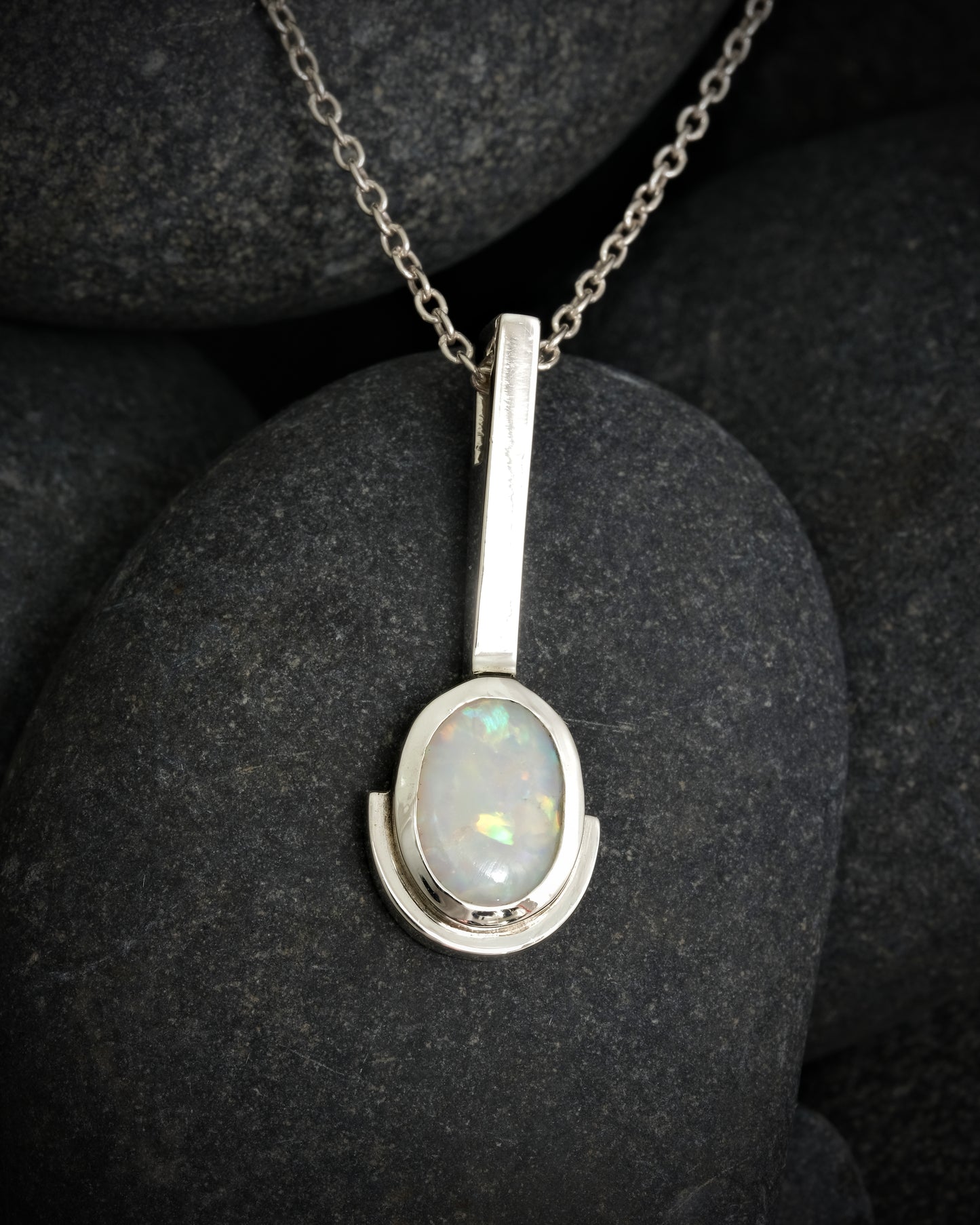 Silver & Opal Birthstone Pendant