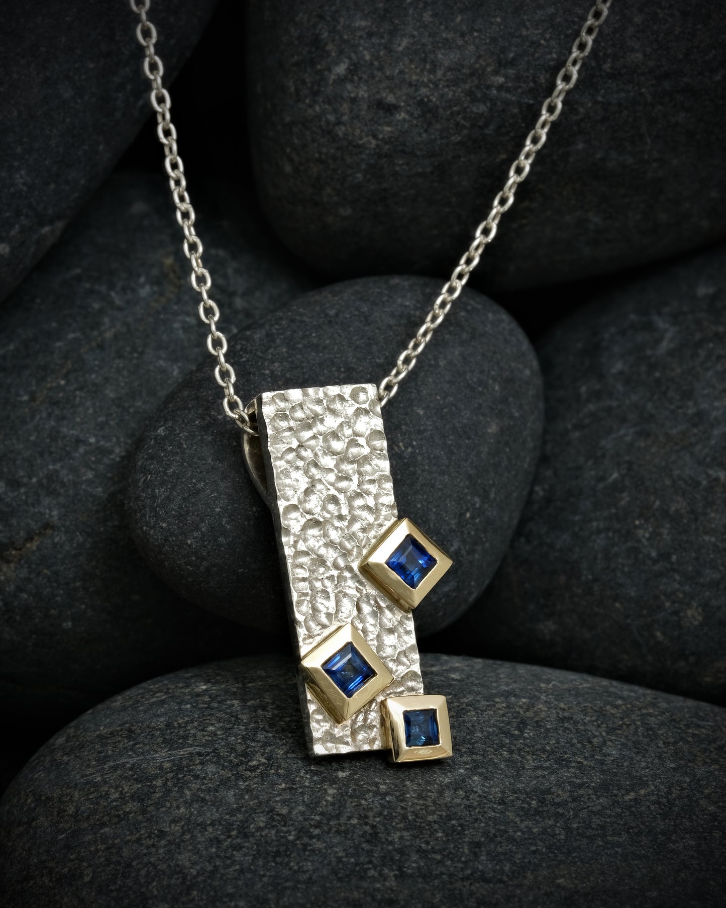 Sapphire, Gold and Silver Pendant