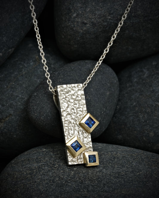 Sapphire, Gold and Silver Pendant
