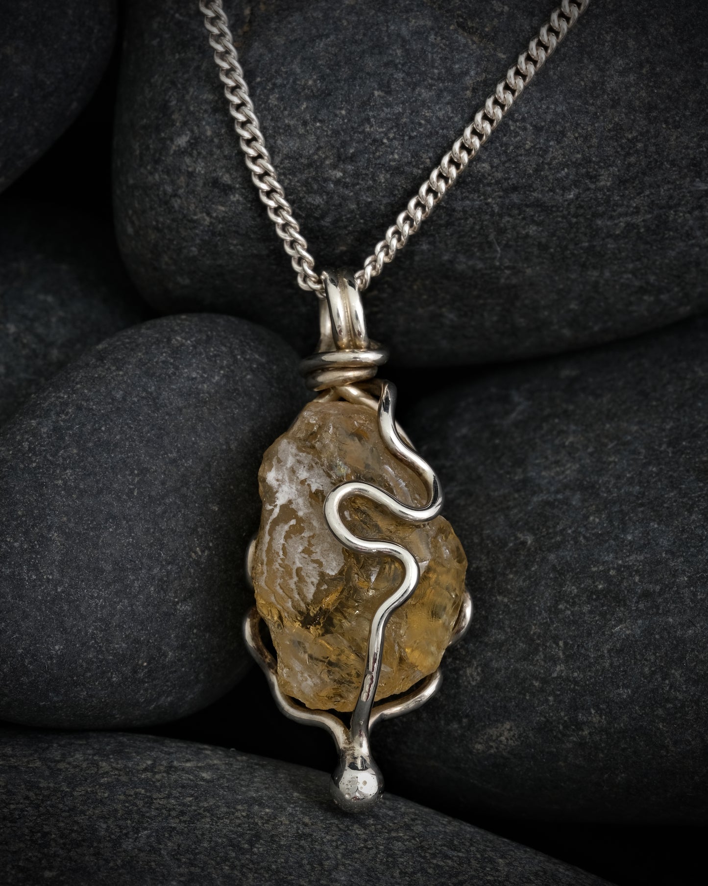 Silver and Citrine Birthstone Pendant