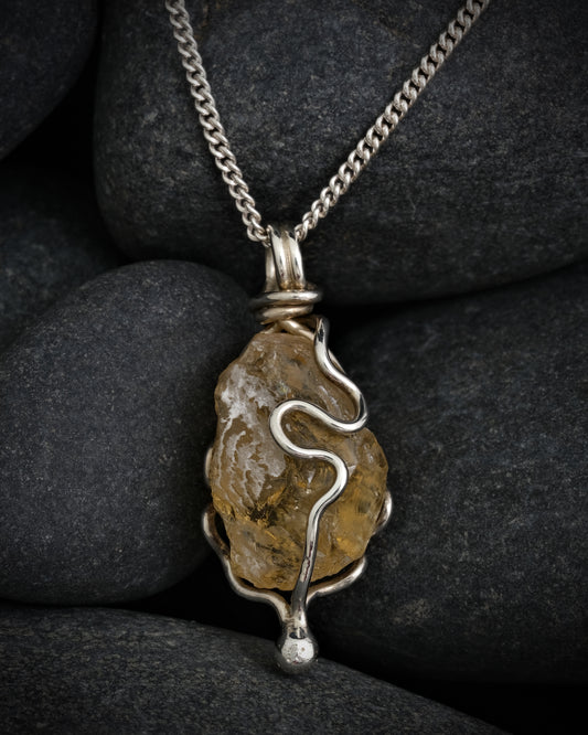 Silver and Citrine Birthstone Pendant