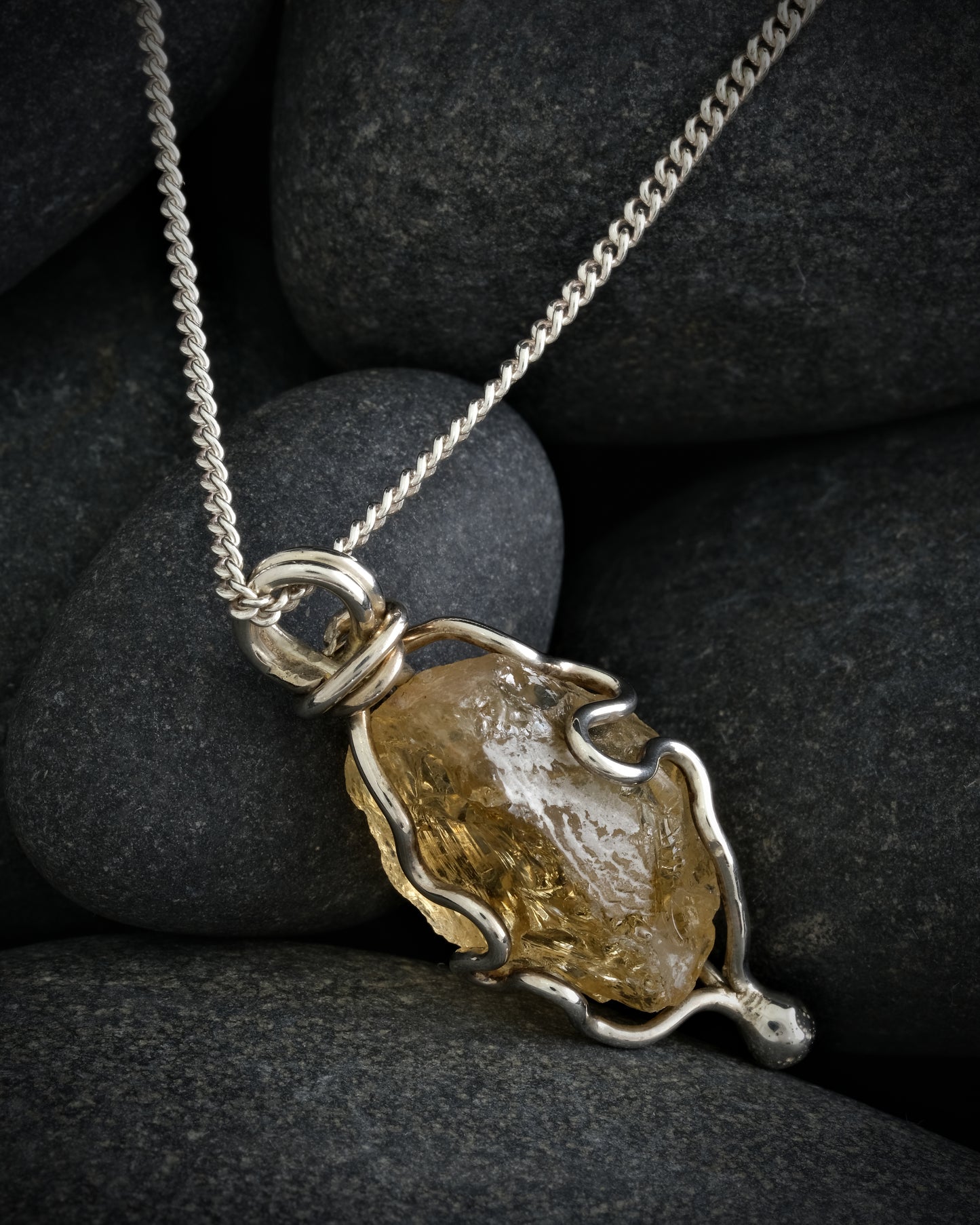 Silver and Citrine Birthstone Pendant